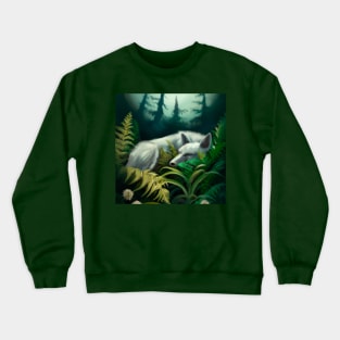 White wolf among the ferns Crewneck Sweatshirt